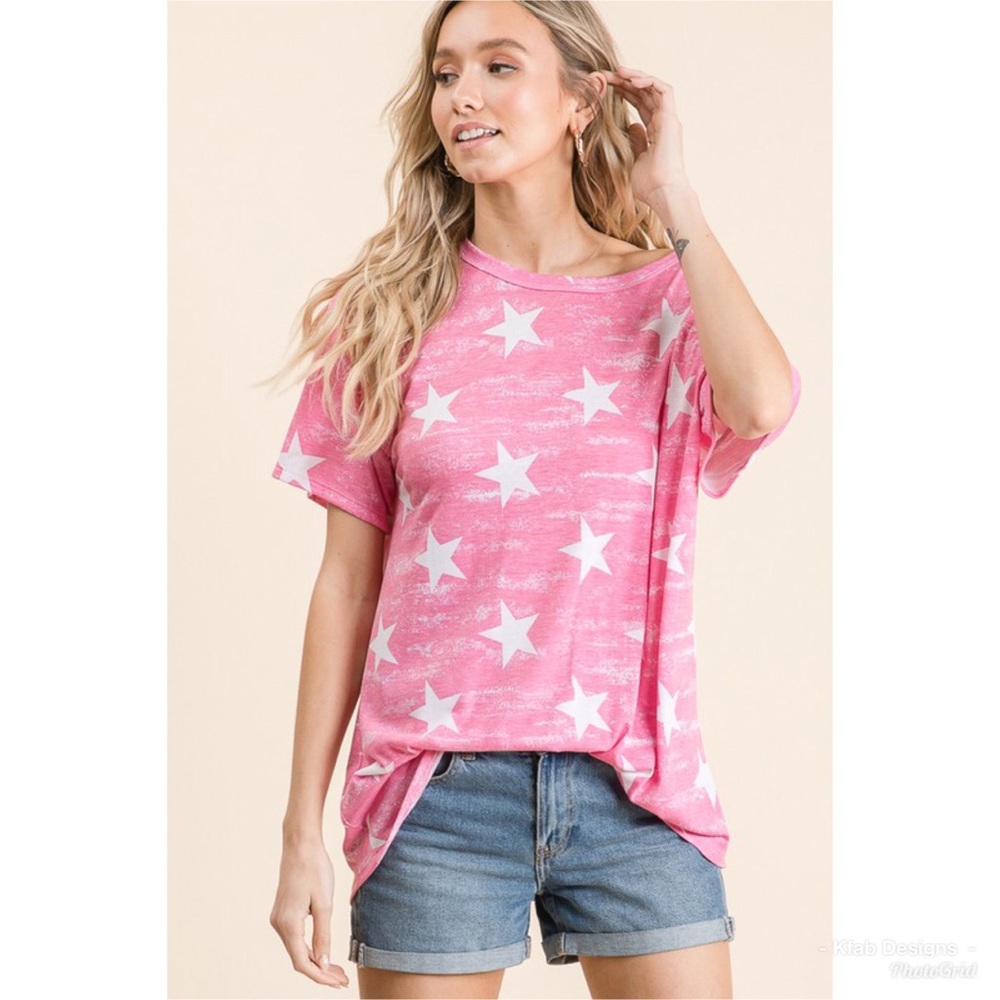 ⭐️LAST 1! Star Print Super Soft Relaxed Fit Top! - Picture 4 of 7